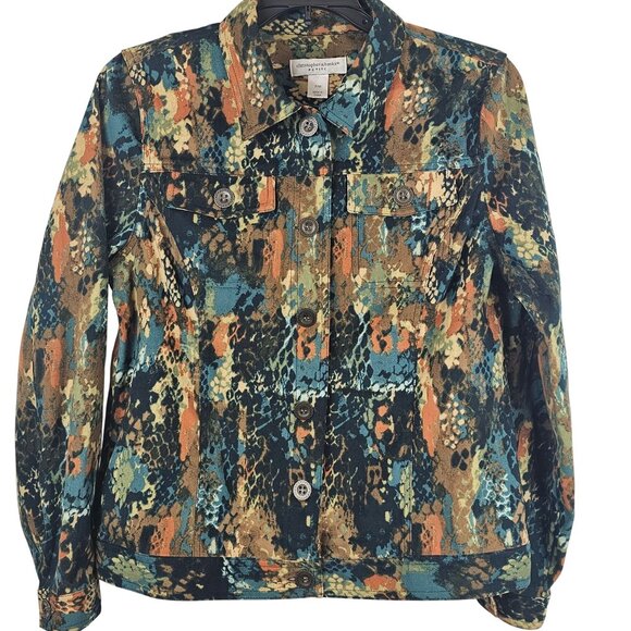 Womens Western Rustic Abstract Modern Chic Boutique Autumn Earthy Shirt Petite M - Picture 1 of 14